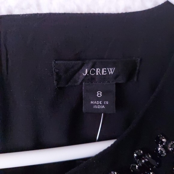 J. Crew Black Beaded Long sleeve Shift Dress Women's Sz 8 NWT - Picture 3 of 15